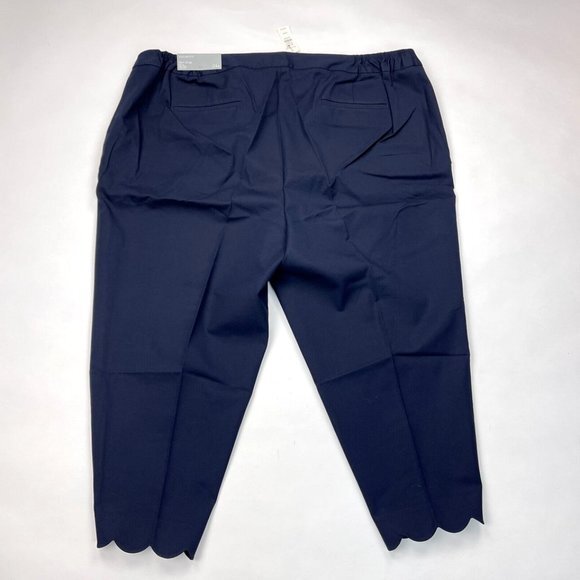 Talbots Slim Crop Pants Women 24W NWT $99 Stretch Cotton Elastic Waist Scallop - Picture 2 of 12